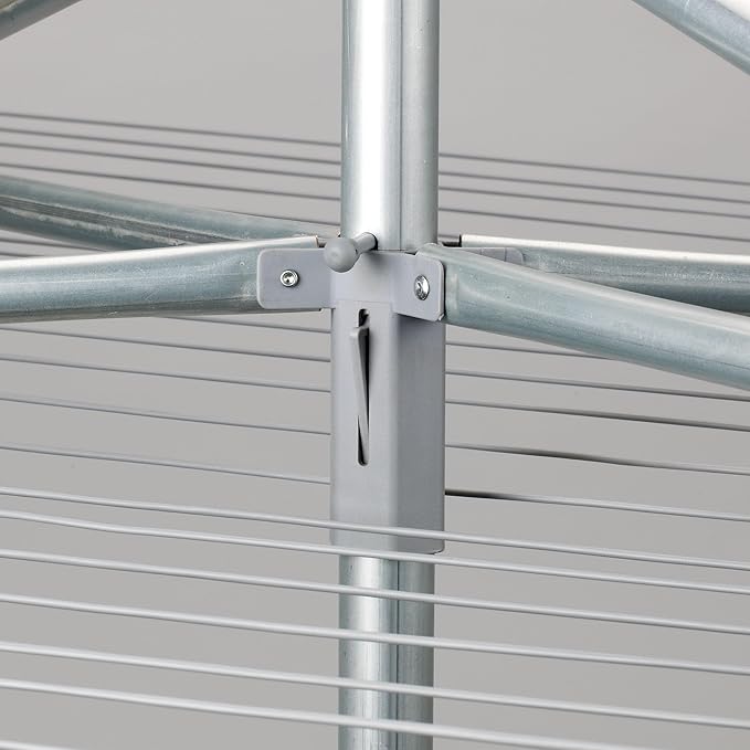 Household Essentials 17130-1 Rotary Outdoor Umbrella Drying Rack | Aluminum | 30-Lines with 210 ft. Clothesline,Silver