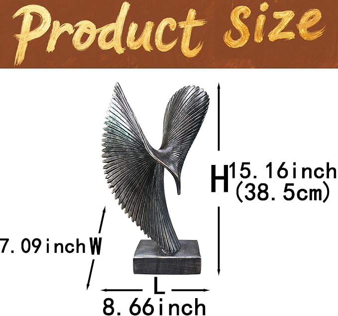 Modern Abstract Eagle Decorative Sculpture, Dining Living Room Desk Decor,Geometric Home Decor Statues,Shelf Top Decor Aesthetics, Coffee Tables or Office Shelves（Bronze Colored）