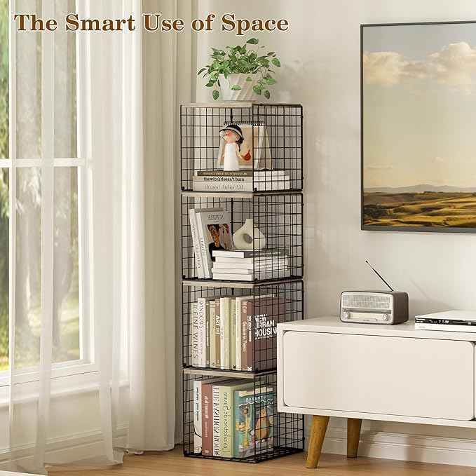 Dmevkic 2 Cube Small Bookcase,Bookshelf for Small Spaces Book Shelf,12.2 x 12.2 x 12, DIY Variable Stackable Cube Storage for Living Room,Office,Bedroom