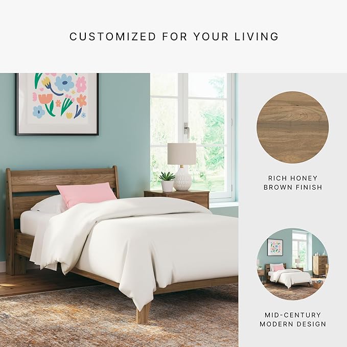 Signature Design by Ashley Deanlow Rustic Panel Headboard, Twin, Light Brown