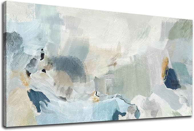 arteWOODS Abstract Canvas Wall Art Teal Abstract Pictures Canvas Painting Modern Bluish Green Canvas Prints Turquoise Artwork Wall Decor for Living Room Bedroom Home Office Wall Decoration 29" x 58"