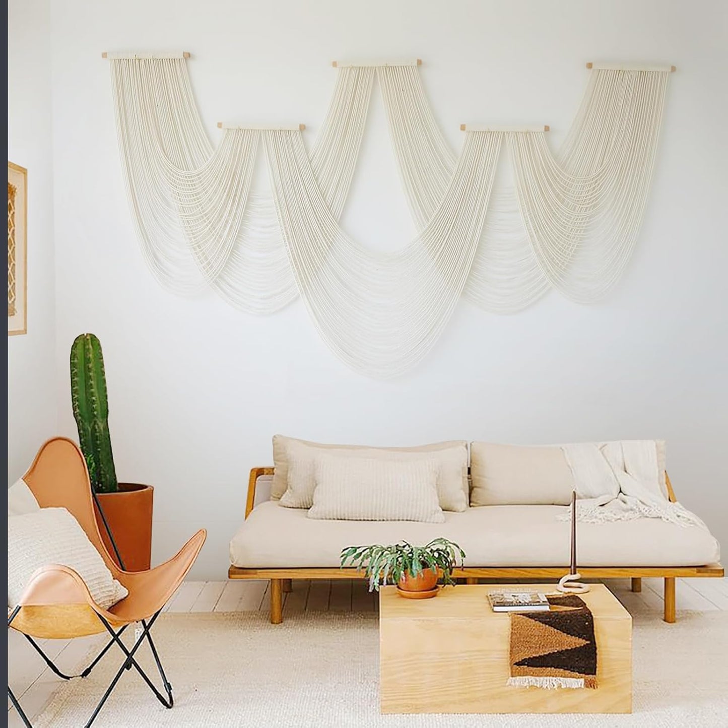 IOWER Macrame Wall Hanging Large Wall Home Decor Modern Fiber Wall Art Geometric Decoration Headboard Living Room Bedroom Backdrop