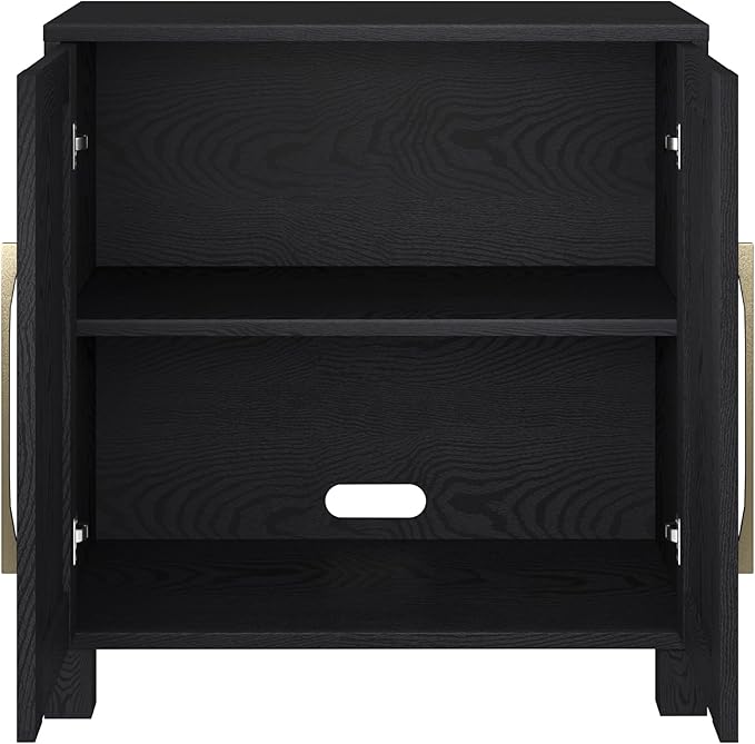 Henn&Hart 28" Wooden Accent Cabinet, Modern Sideboard Buffet Cabinet with 2 Doors and an Adjustable Shelf for Living Room, Dining Room, Bedroom or Entryway, Natural Black