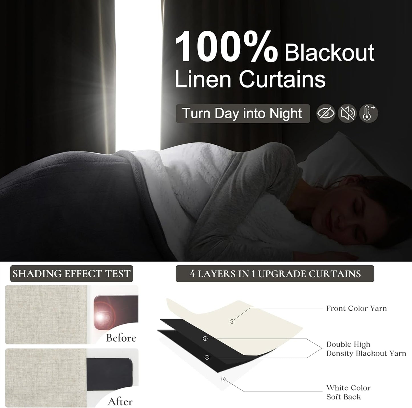 Cream Pinch Pleated Blackout Summer Curtains 86 Inch Length 2 Panels Set for Living Room,Farmhouse Linen Blend Thermal Burg for 86-88 inch Window Heat Blocking Drapes Room Darkening Light Beige
