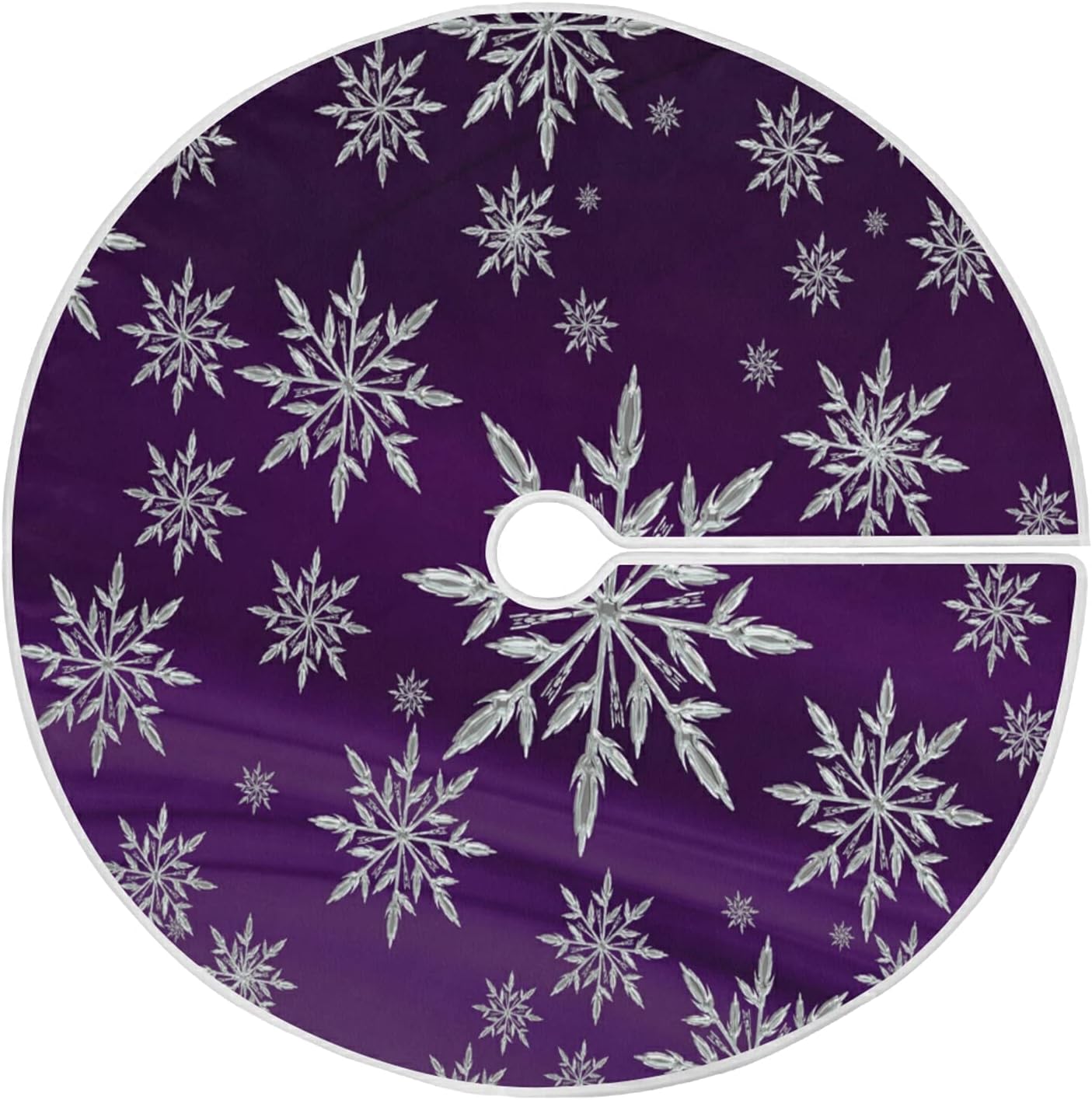 Christmas Snowflake Purple Tree Skirt, Seasonal Tree Mat Holiday Party Supplies Ornaments Indoor Outdoor Decorations for Tabletop Trees 47.2 Inches