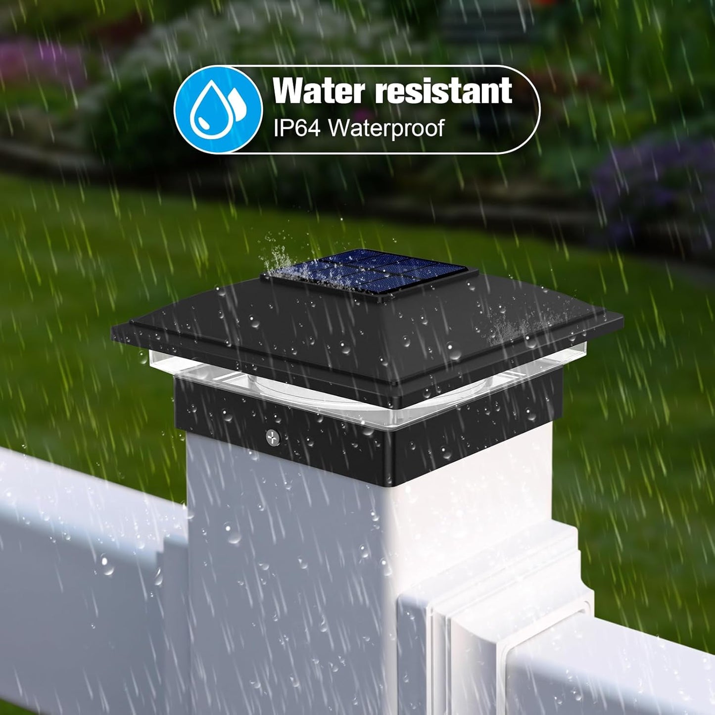 VOLISUN Solar Post Cap Light Outdoor,Solar Fence - Post Lights Waterproof for 4x4/5x5/6x6 Wooden/Vinyl,Black Deck Cap Light Solar Powered with Warm White for Garden/Patio/Porch 6pack