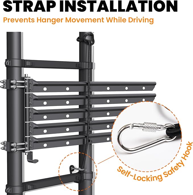 RV Clothes Drying Rack, 26.5-inch Width Ladder Mounted Clothes Drying Rack with 5 Swivel Arms, All Metal, Foldable Design, 90 LBS, RV Must Have for MotorHomes, Fifth Wheels, Trailers