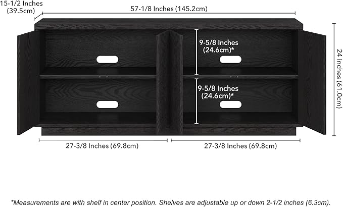 Henn&Hart Hanson, 57" Rectangular TV Stand, Black Grain