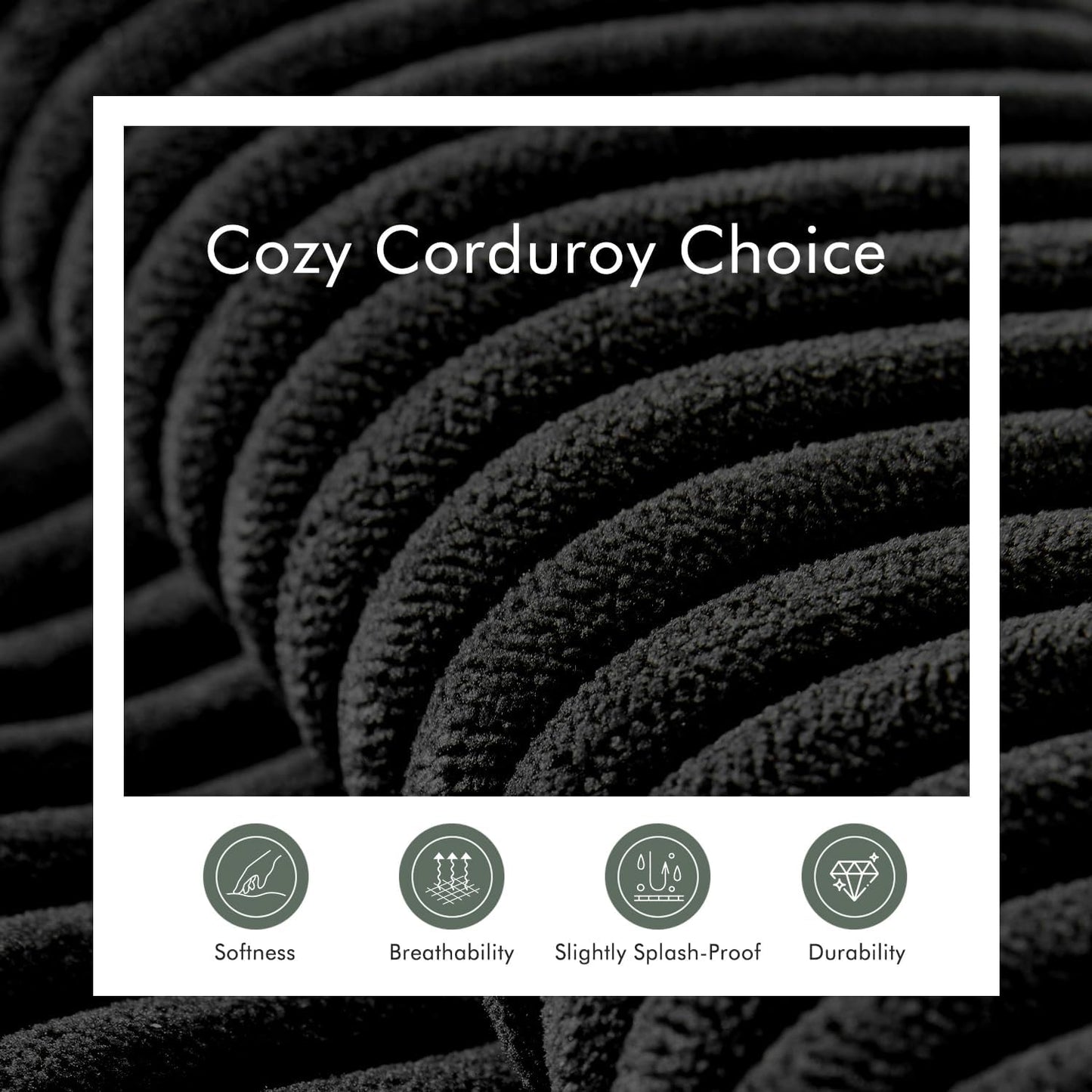 Boneless Cloud Couch Sofa for Living Room, 112" 3 Seater Black Modern Lounge Sleeper Couch, No Assemble, Cordury Compression Upholstered Couches