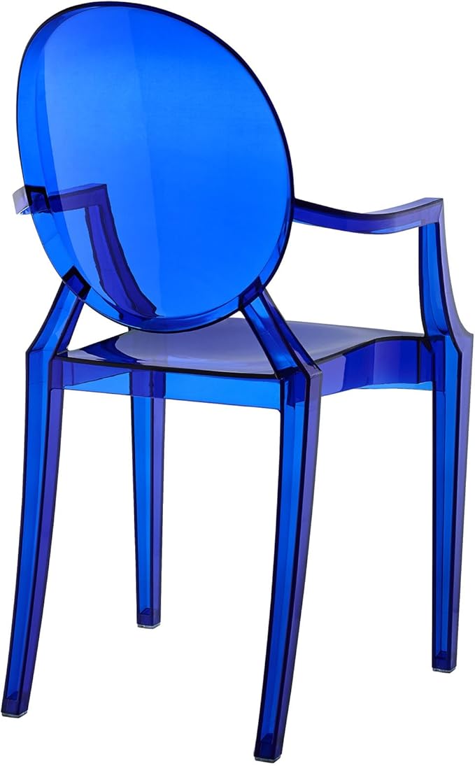 Modway EEI-121-BLU Casper Modern Acrylic Stacking Kitchen and Dining Room Arm Chair in Blue - Fully Assembled