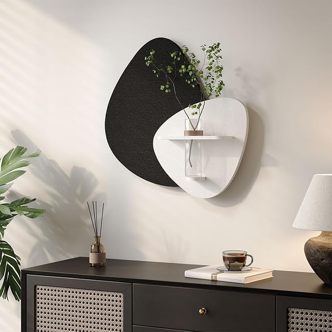 3D Textured Black and White Abstract Wall Art Decor with Vase, Modern Paintings Artwork for Walls-Minimalist Wall Decor for Living Room Hallway Dining Room Bedroom Office Decoration Aesthetic 24x24 In