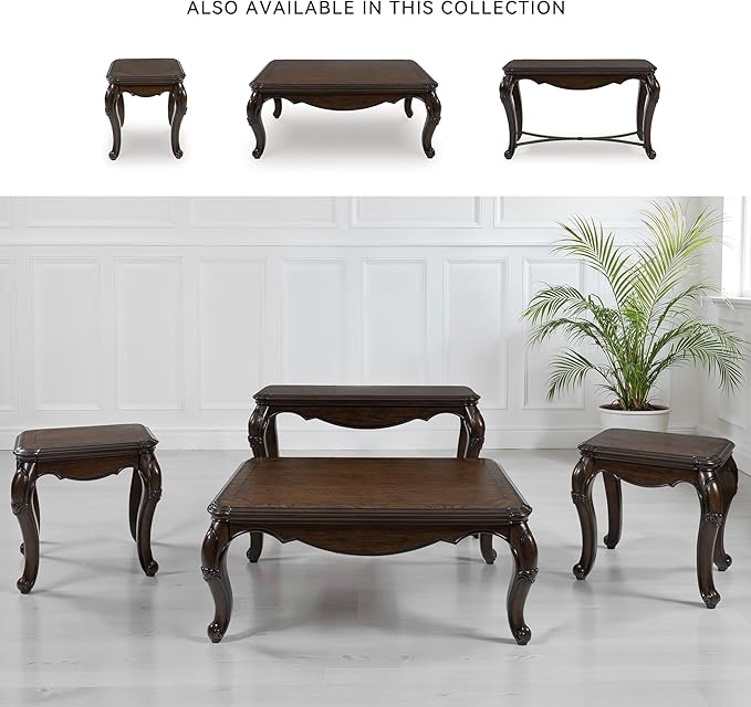 Signature Design by Ashley Maylee Classic End Table with Cabriole Legs, Dark Brown