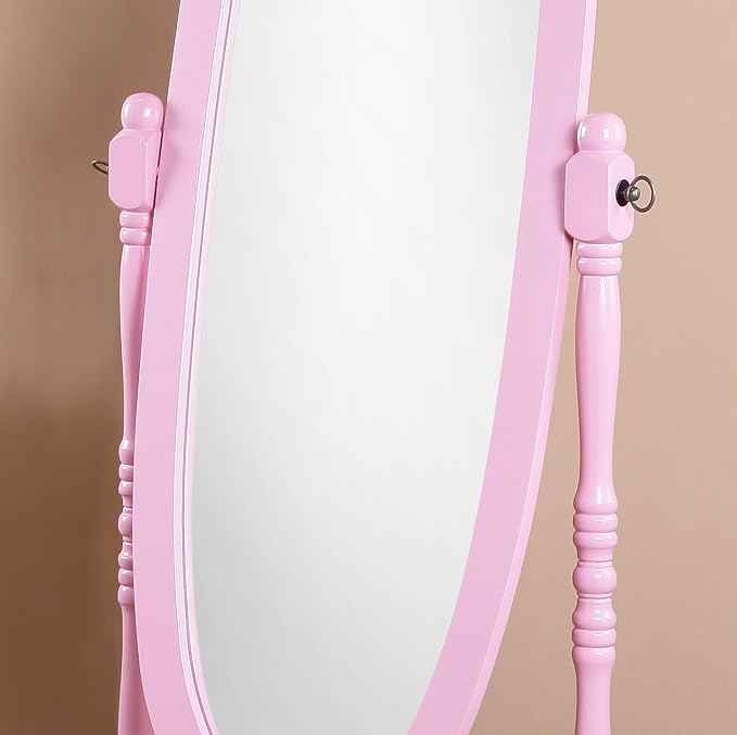 Roundhill Furniture Queen Anna Style Floor Cheval Mirror, Pink