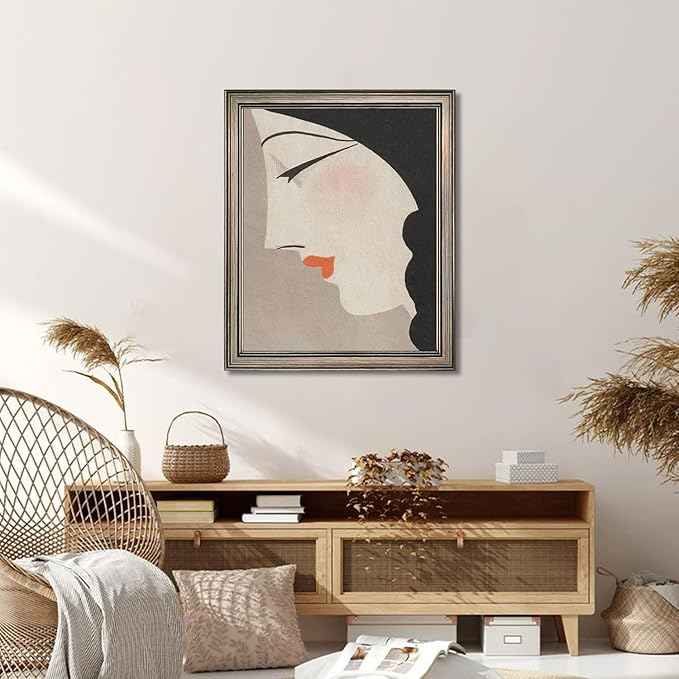 Japanese Wall Art Framed Vintage Woman Portrait Oil Painting Asian Wall Art Girl Room Bedroom Living Room Bathroom Decor