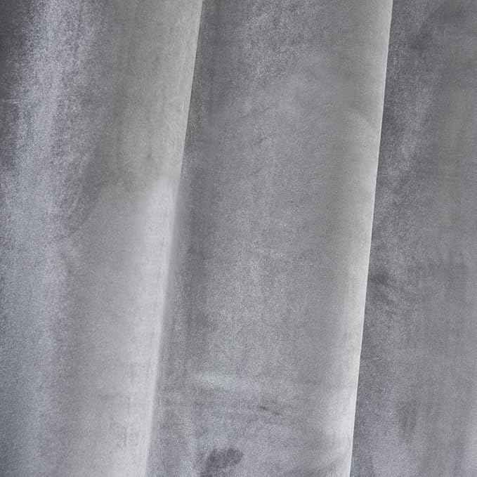 Cherry Home Super Soft Luxury Velvet Texture Curtains Smoky Silver Gray Classic Blackout Curtains Panels Home Theater Grommet Drapes Eyelet 52Wx72L inch Light Grey,2 Panels