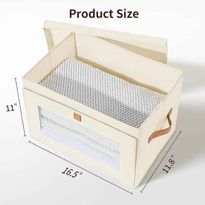 Fabric Storage bins - Collapsible Storage Bins with Open Window, Closet Baskets for Shelves, Stackable Decorative Boxes for Home, Dorm, Beige 6 Pack & 2 Pack