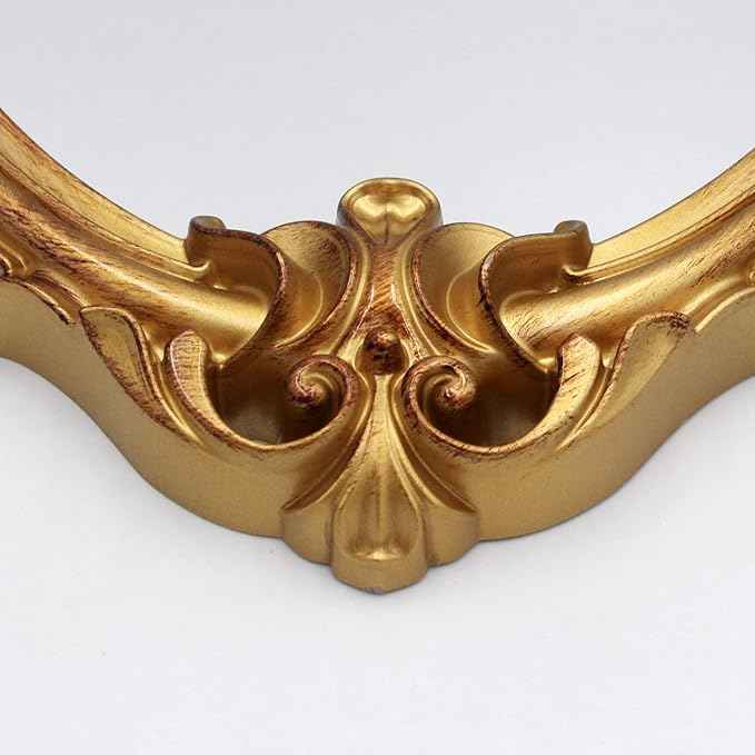Eaoundm 16.5 x 11 inch Vintage Antique Decorative Wall Mirror - Shield Shape (Brush Gold)