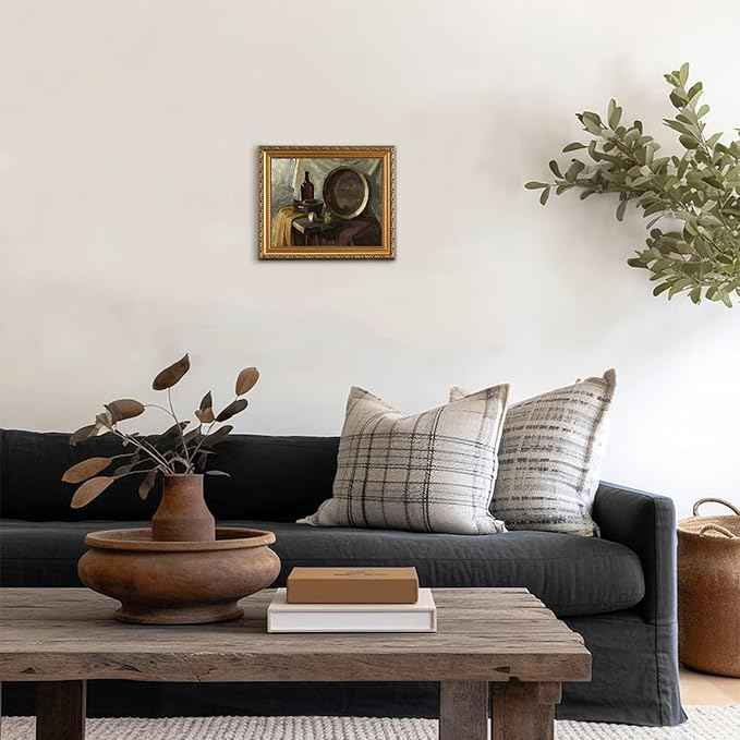 uniro Vintage Gold Framed Wall Art for Home Decor, Farmhouse Wall Decor Still Life Canvas Artwork, Antique Kitchen Wall Art Picture, Rustic Kitchen Art Prints Aesthetic Picture for Dining Desktop Decor- 8x10Inch