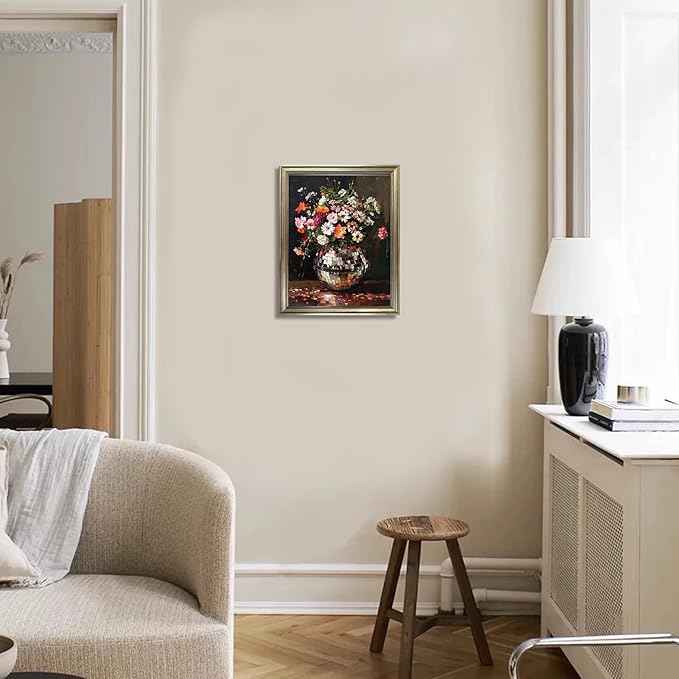 Disco Ball Wall Decor, Retro Eclectic Wall Art, Vintage Framed Colorful Moody Florals Painting, Maximalist Funky Flowers Bouquet Print Artwork