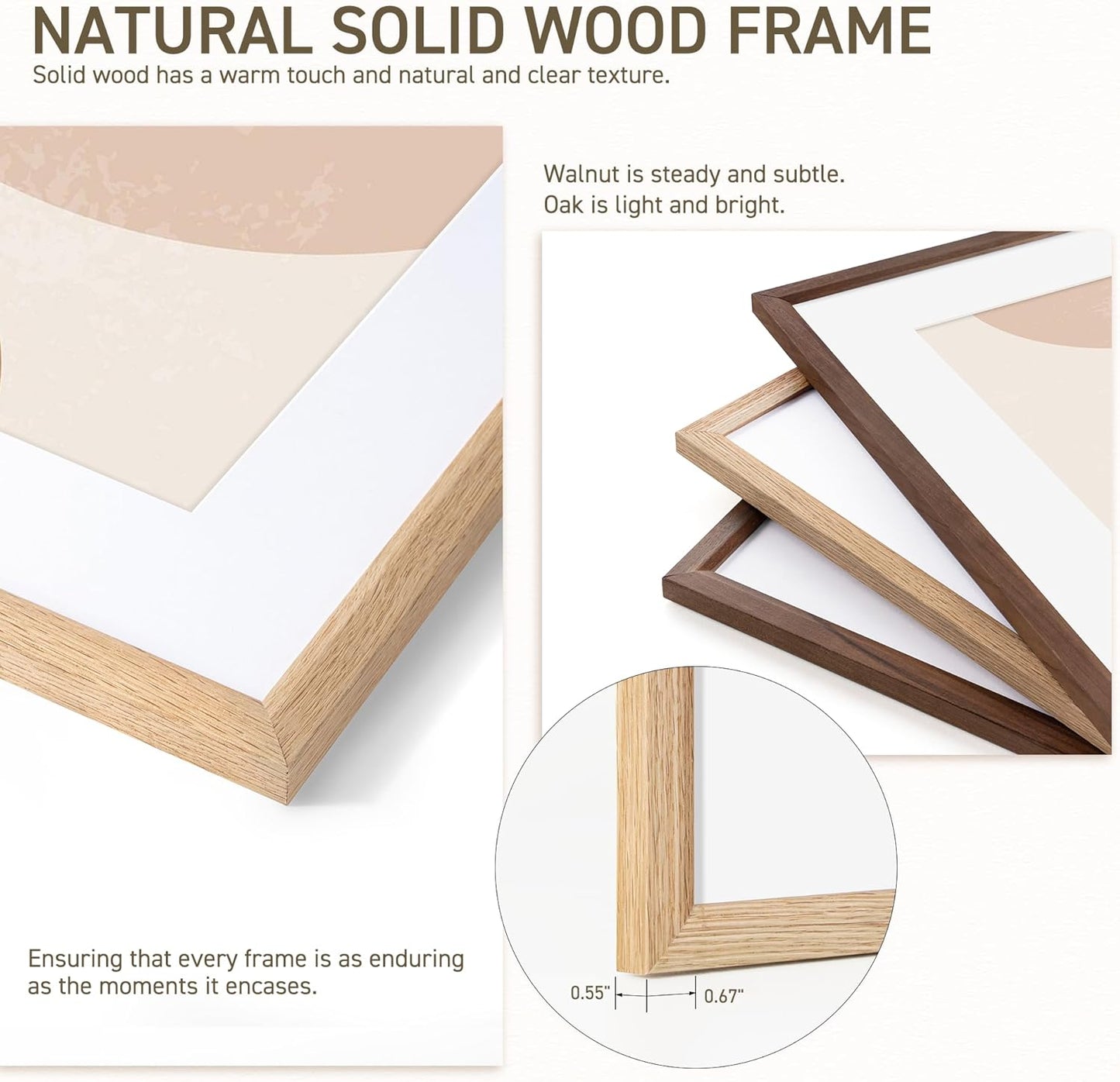 16x20 Picture Frame Natural Solid Oak Photo Frames with 11x14 Removable Mat Wall Hanging Large Handcrafted Frame with HD Plexiglass Wall and Tabletop Display Large Poster Frame