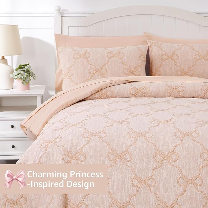 Twin Comforter Set with Sheets for Girls-5 Pieces Twin Bedding Sets with Orange Pink Comforter, Sheets, Pillowcase & Sham for Kids (Orange Pink Diamond, 66" X 86")