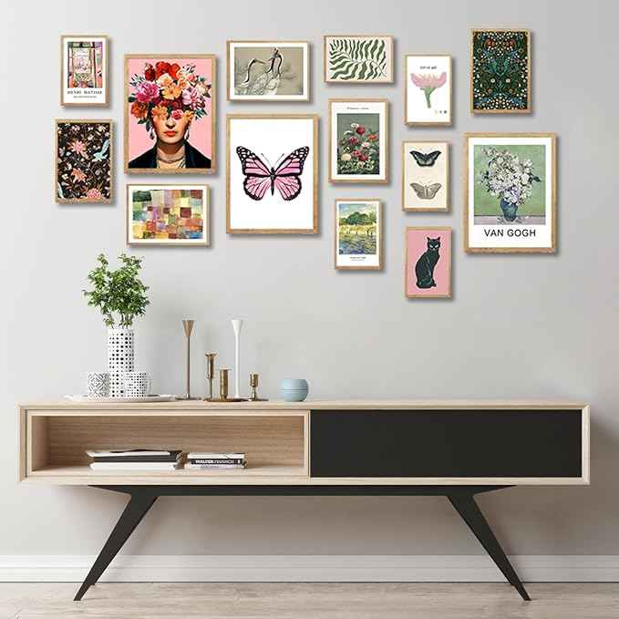 Vintage Eclectic Wall Art, Colorful Bohemian Gallery Wall Art, Retro Maximalist Decor Aesthetic, Funky Eclectic Gallery Wall Art Prints for Bedroom, Famous Artist Painting Pictures (Unframed)