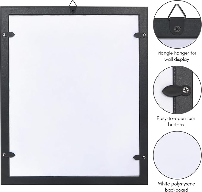 Americanflat Family Handprint Kit with Polished Plexiglass - 8x10 Frame with Five Panels for DIY Prints - Includes Washable Paint, Brushes and Marker - Keepsake Frame for Wall Display - Black