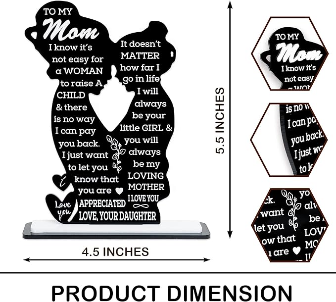To My Mom Acrylic Plaque, Mom Gifts from Daughter, Best Mom Ever Keepsake, I Love You Mom Sign, Mothers Day Decor, Meaningful Sentimental Gift, Birthday Gift Idea