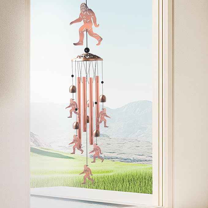 Brass Bigfoot Wind Chime,Handmade Unique Wind Chimes for Outside Clearance, Garden Gift for Yard Decorations Outdoor, Perfect for Mom, Kids Meditation Lovers - Nursery, Patio Garden Decor