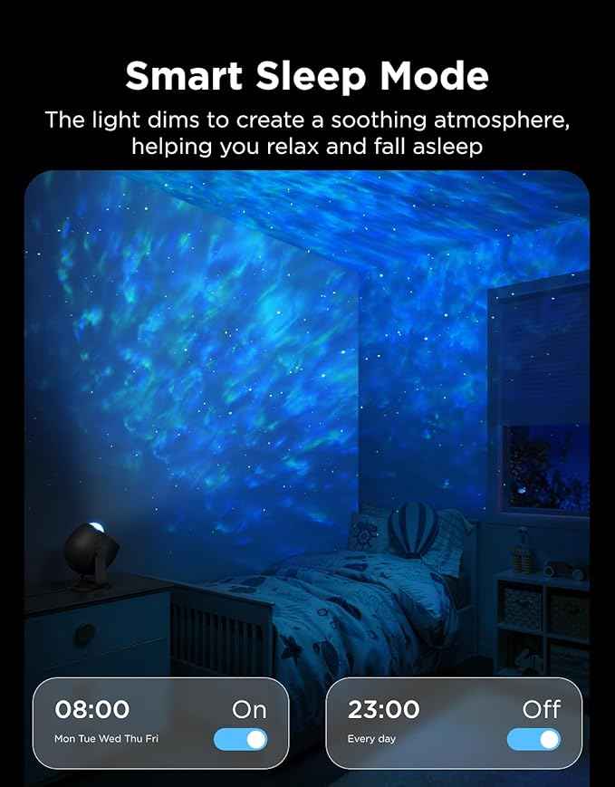 Govee Star Light Projector with Ocean Wave Ripple Effects, Works with Matter,Alexa and Google Assistant, 40+ Scene Modes, 18 White Noise Options, LED Night Light Projector for Bedroom, Without Plug