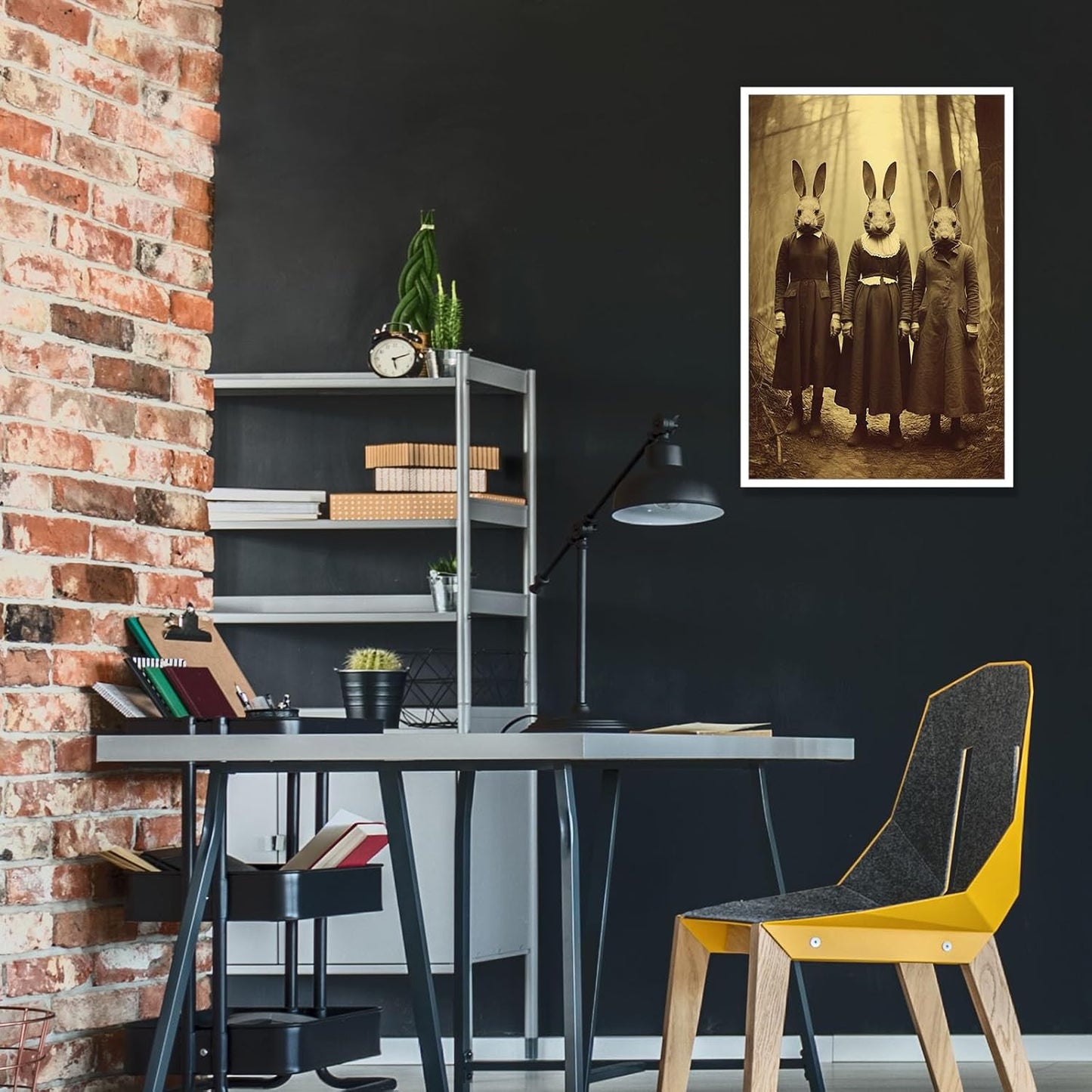 Vintage Halloween Wall Decor Rabbit Cult of the Occult Forest Canvas Wall Art Poster Gothic Dark Academia Decorations Room Creepy Print Spooky Pictures 16X24inch Unframed