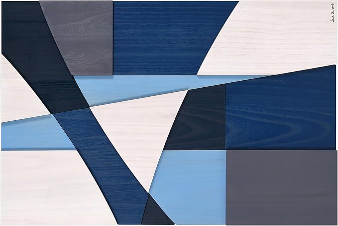 Empire Art Direct "Whispers of Blues II" Hand Made & Hand Finished Solid Wood Abstracts, Ready to Hang, Living Room, Bedroom & Office, 36" x 24"x 1.42"