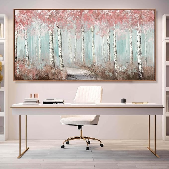 SDYA Forest Canvas Wall Art Pink Poster Printing Plant Wall Decor 36"x70" Decorations for Living Room Decorative Pictures for Office