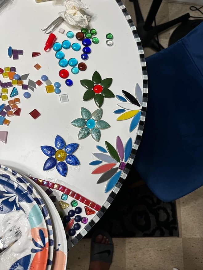 500g/1.1lb Random Color Irregular Ceramics Mosaic Tiles,DIY Making Creative Ceramic Mosaic Tiles for DIY Craft Plates Flowerpots Vases Cups Mosaic Making Supplies (7 Shape Rainbow Mix Color)