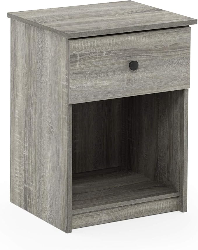 Furinno Tidur Nightstand, 1-Pack, French Oak Grey