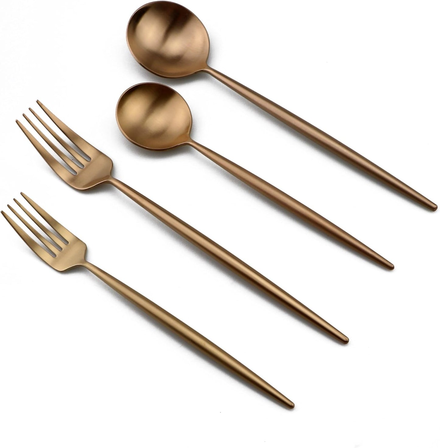 20-Pieces Luxury Rose Gold 18/10 Stainless Steel Flatware Set, Matte Finish, Service for 4