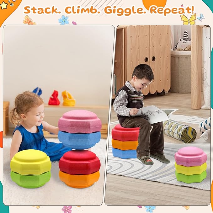 Stepping Stones for Kids – 6 pcs EPP Balance Sensory Kids Stepping Stones for Toddlers 1-3 for Indoor Outdoor Activity Promoting Toddler's Balance and Coordination Skills