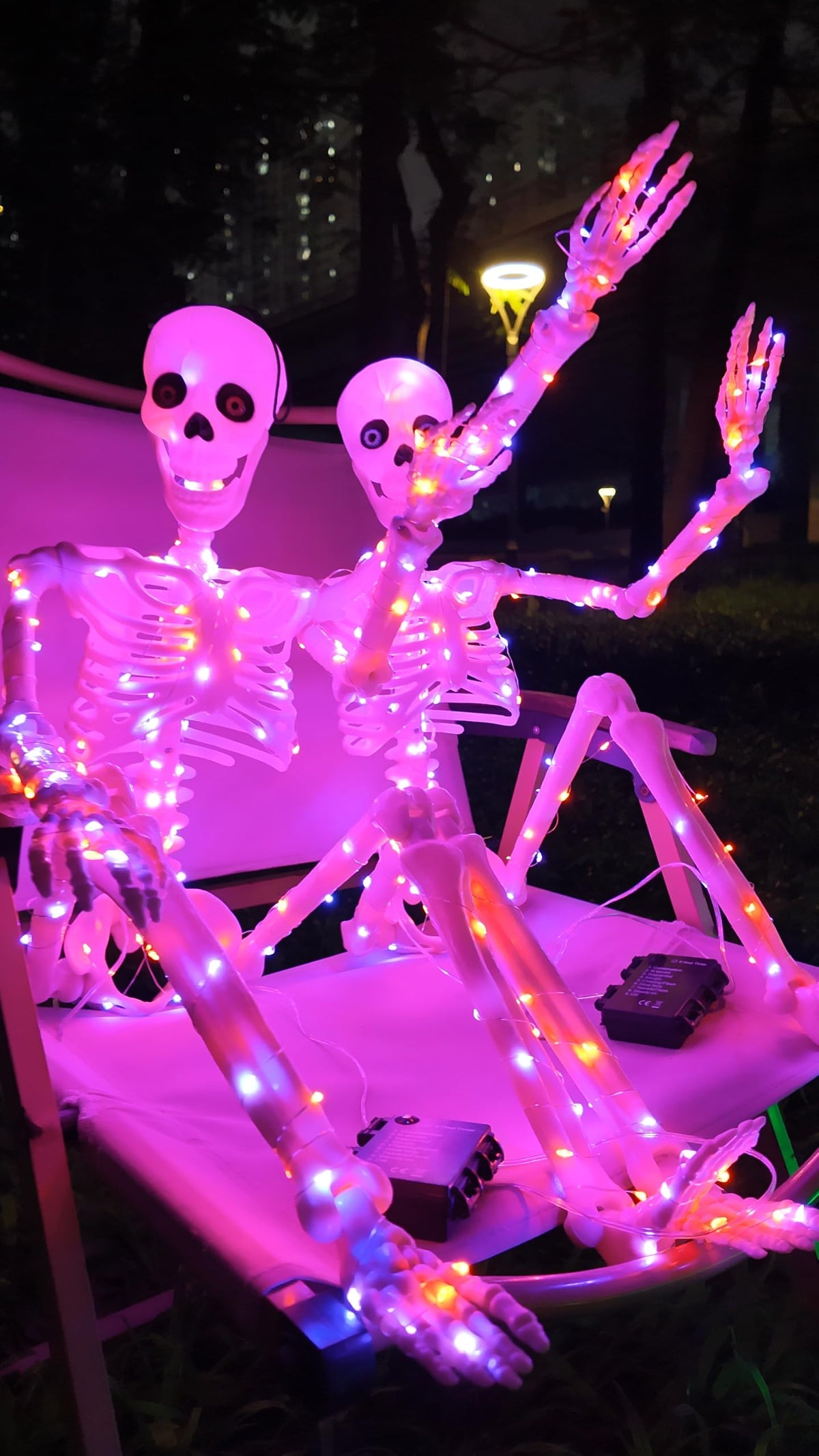 2Pack36 Halloween Skeleton Decoration with Orange&Purple Light (Orange&Purple Light)