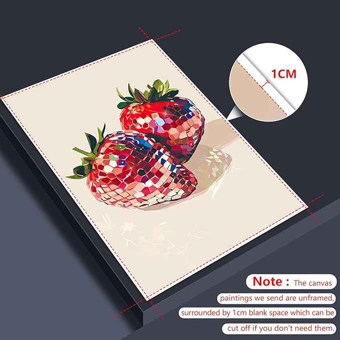 Funky Red Strawberry Disco Wall Art,Trendy Disco Ball Poster For Girls Room, Coquette Strawberries Picture Print, Art Fruit Poster For Home Bedroom Dorm wall Decor 24x36in Unframed