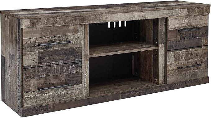 Signature Design by Ashley Derekson Casual TV Stand with Fireplace Option, Fits TVs up to 63", Gray
