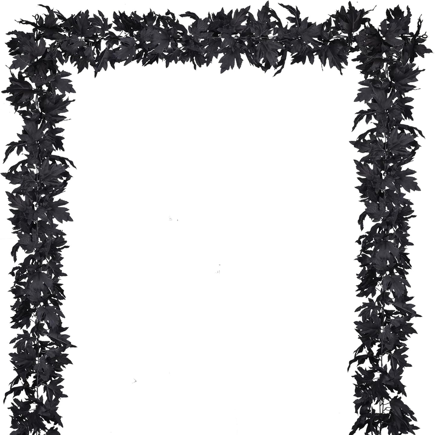DearHouse 2 Pack Fall Maple Leaf Clearance, 5.9Ft/Piece Halloween Maple Foliage Garland Black Autumn Decor for Home Fireplace Party (Black)