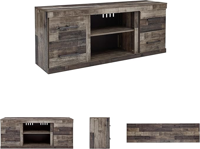 Signature Design by Ashley Derekson Casual TV Stand with Fireplace Option, Fits TVs up to 63", Gray