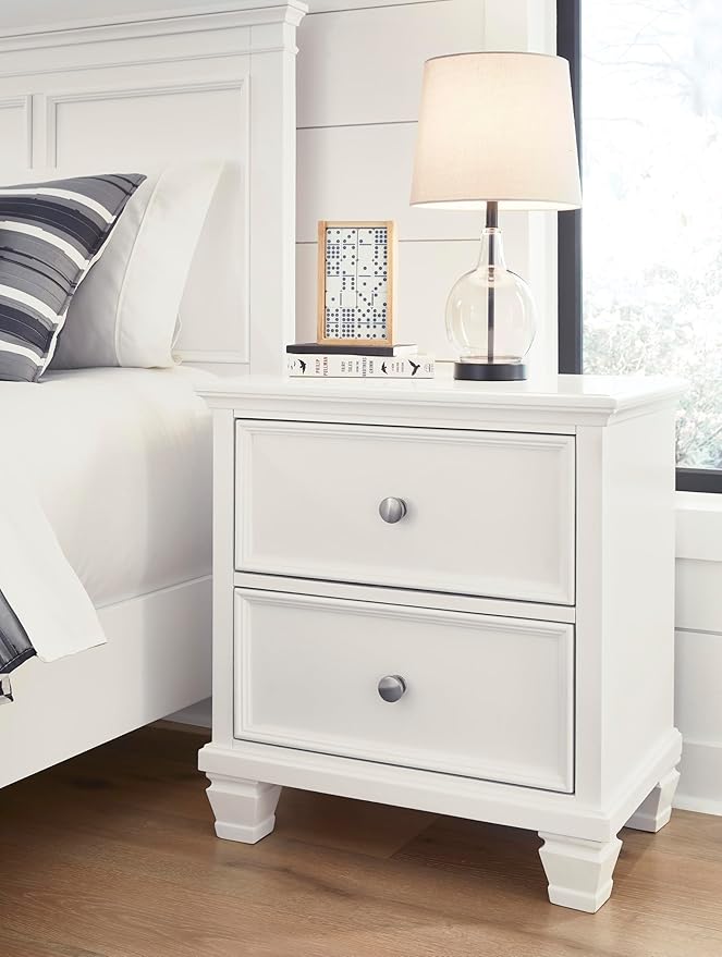 Signature Design by Ashley Fortman Traditional 2 Drawer Night Stand, White