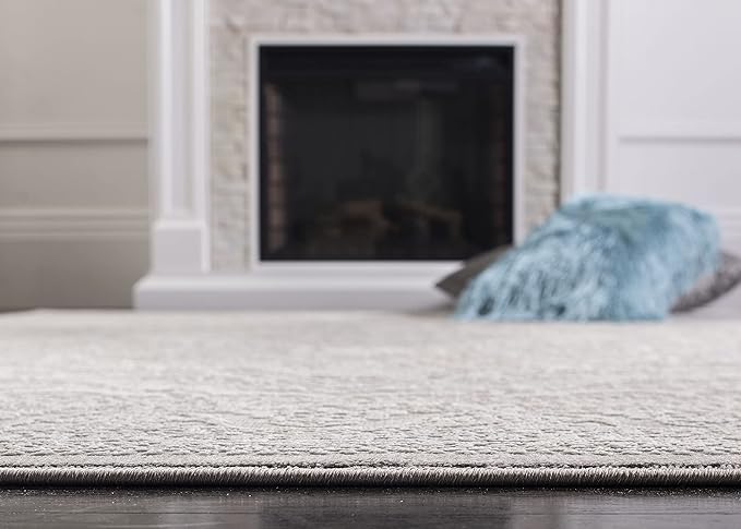SAFAVIEH Area Rug 10x14 - Reflection Collection - Large - Light Grey & Cream, Non-Shedding & Easy Cleaning, Ideal for Living Room, Bedroom (RFT668G)