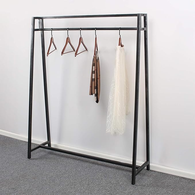MBQQ Moden Metal Clothes Rack with Clothing Hanging Rack Organizer for Laundry Drying Display Racks Garment Racks,Retro Black