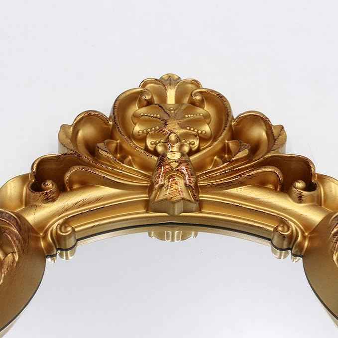 Eaoundm 16.5 x 11 inch Vintage Antique Decorative Wall Mirror - Shield Shape (Brush Gold)