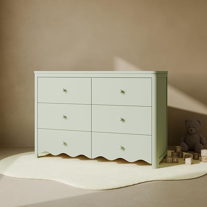 Storkcraft Casablanca 6 Drawer Dresser (Sage) – GREENGUARD Gold Certified, Nursery & Kids' Bedroom with Spacious Storage, Safety Interlocking Drawer System, Easy Assembly with Pre-Installed Tracks