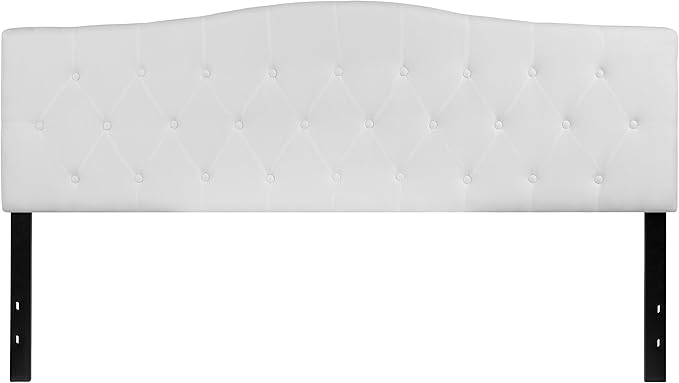Flash Furniture Cambridge Button Tufted and Diamond Stitched Upholstered King Size Headboard in White Fabric