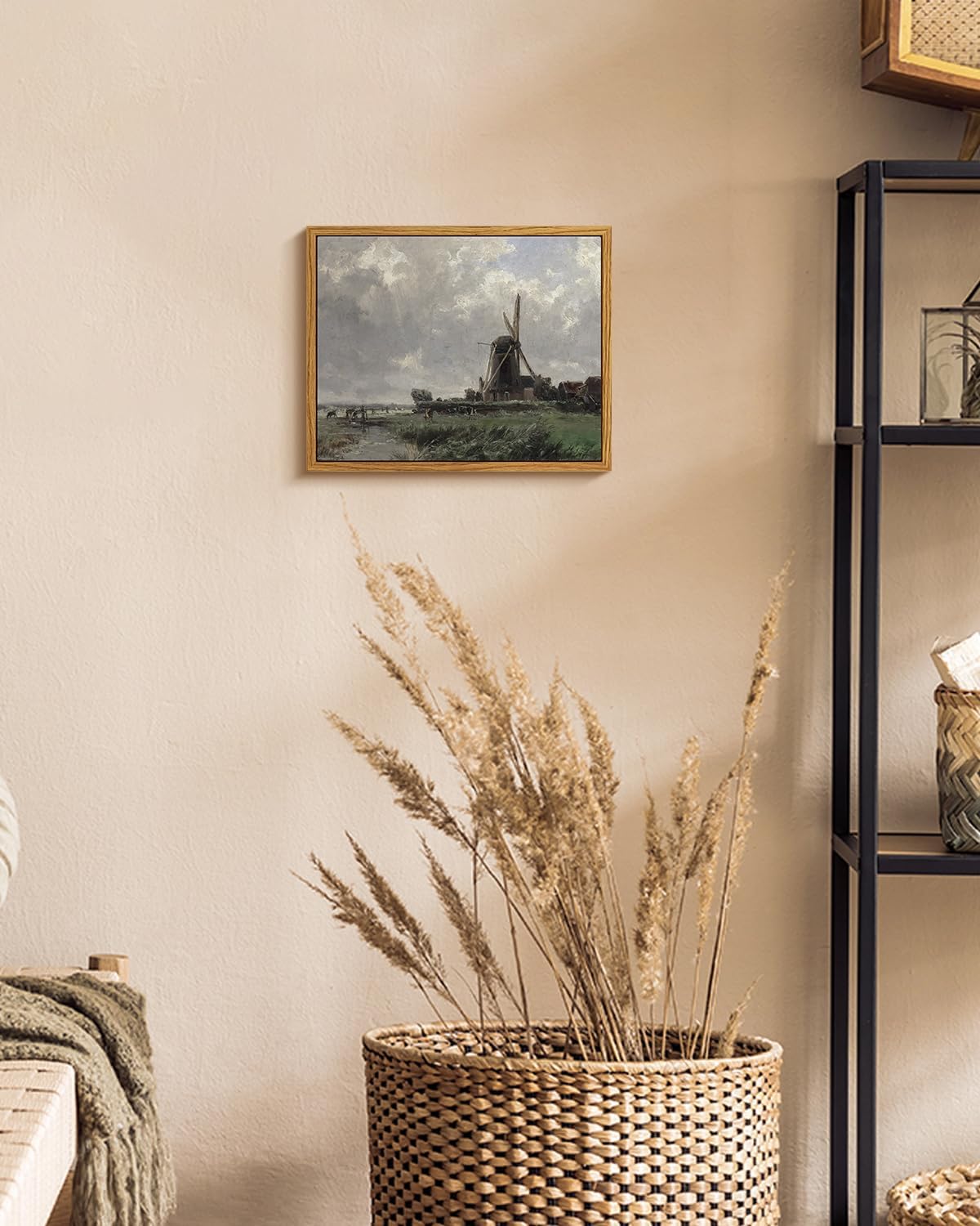 VIYYIEA Framed Canvas Wall Art Home Decor French Country Field Wall Decor Nature Wilderness Windmill Art Landscape Wall Pictures Artwork Room Decor for Bathroom Living Room Bedroom Office 8x10in