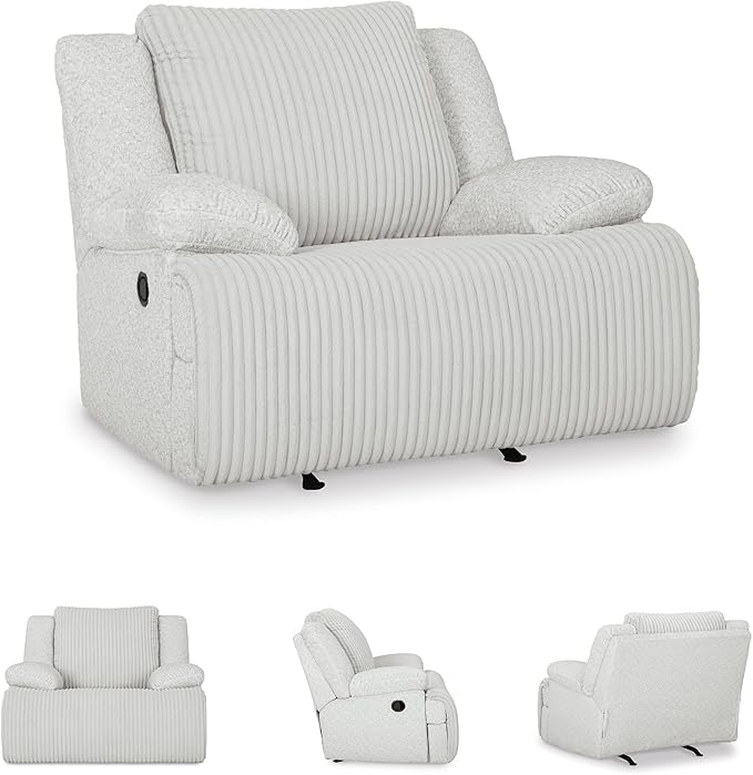 Signature Design by Ashley Top Tier Modern Indoor Upholstered Manual Rocker Recliner, White